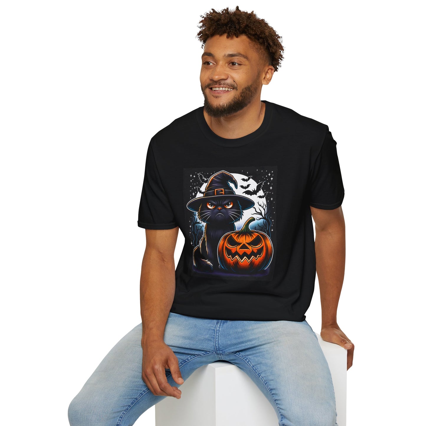 Grumpy Halloween Cat Unisex Soft style T-Shirt