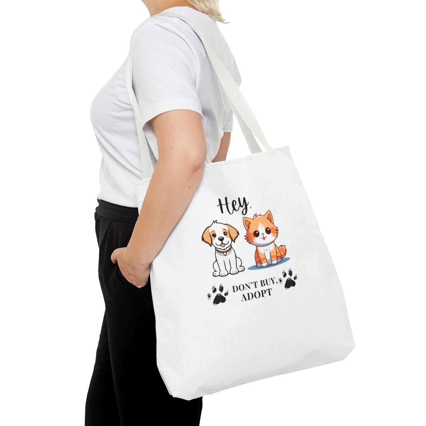 Hey, don't buy, adopt Tote Bag