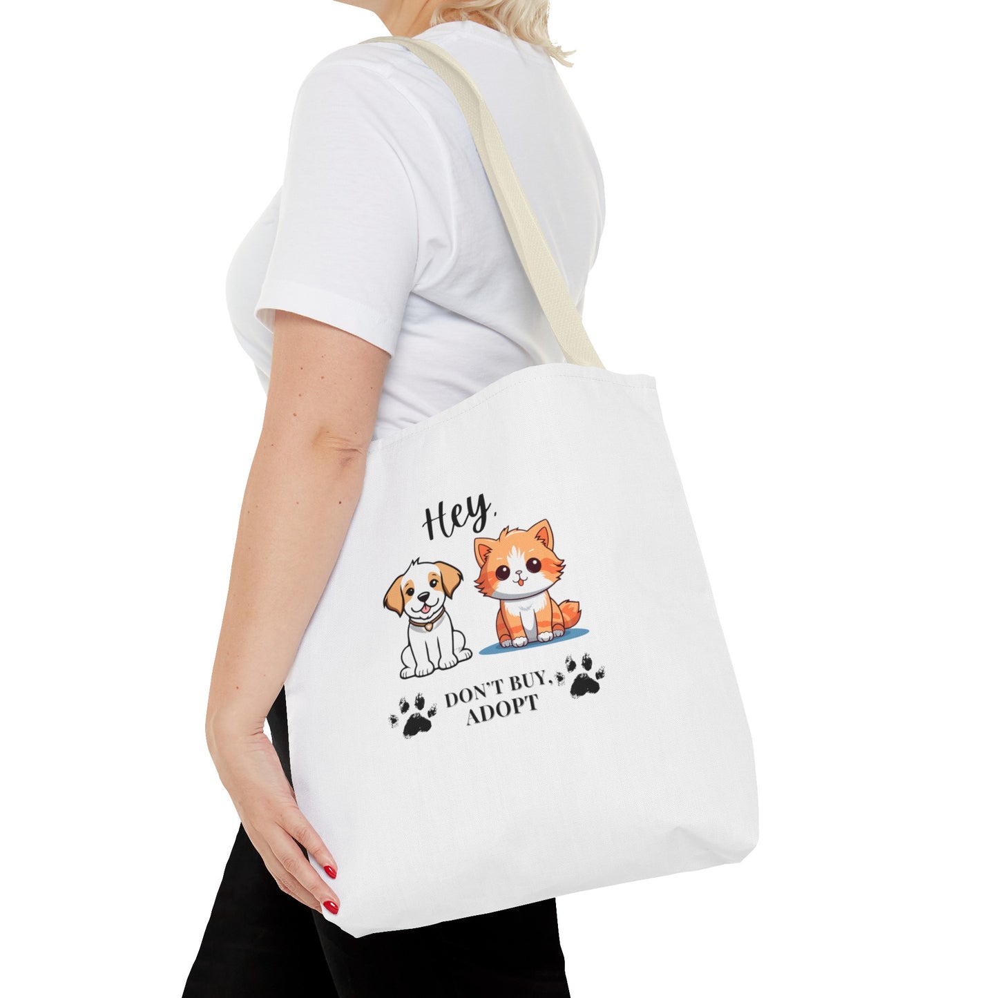 Hey, don't buy, adopt Tote Bag