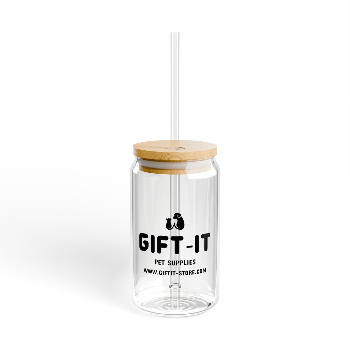 Gift It Sipper Glass, 16oz (Black Design)