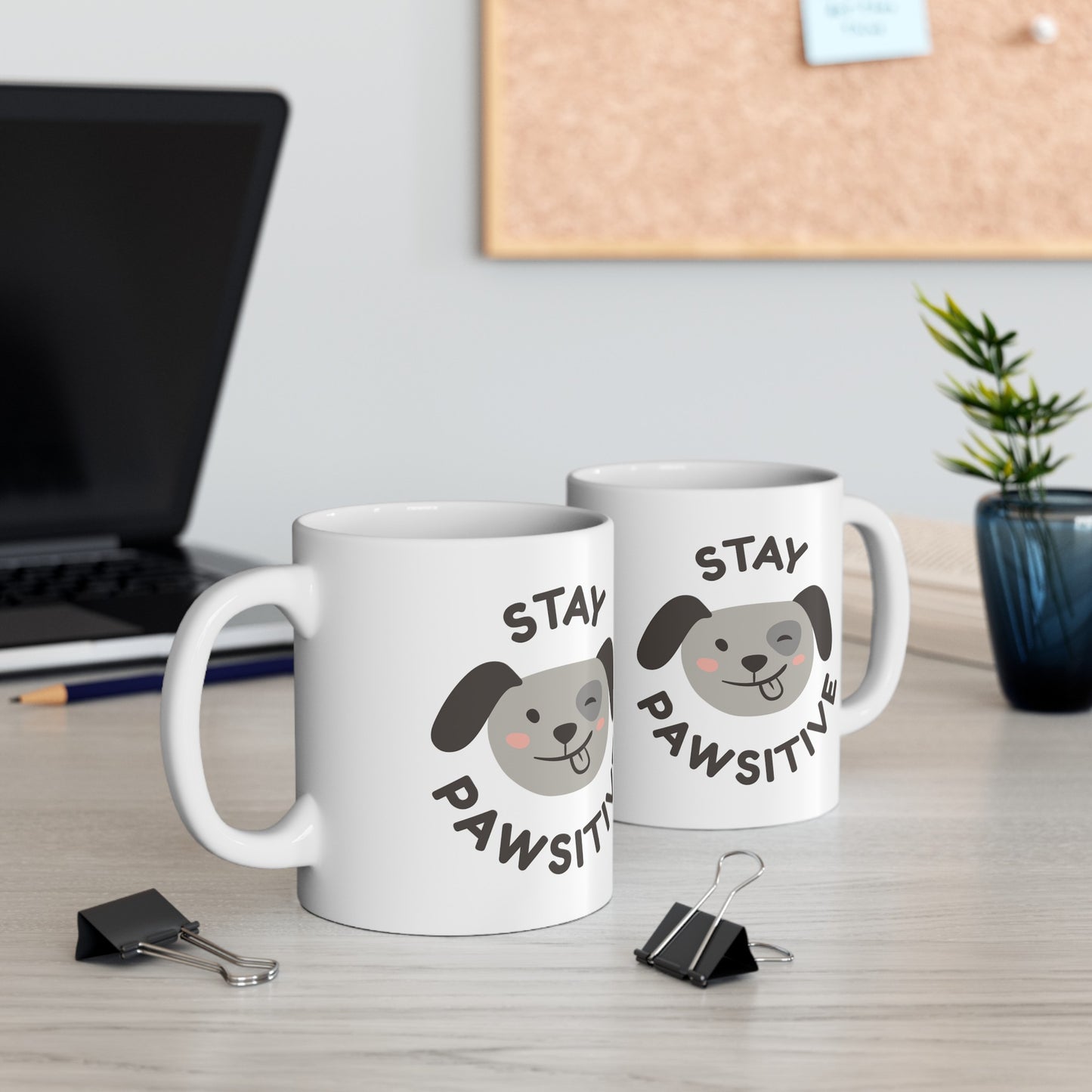 Stay Pawsitive Ceramic Mug, (11oz,)