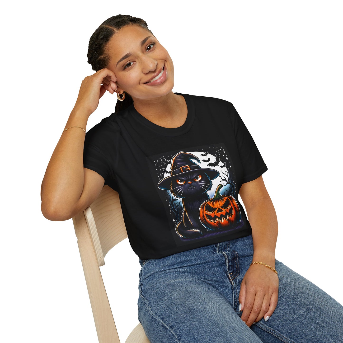 Grumpy Halloween Cat Unisex Soft style T-Shirt