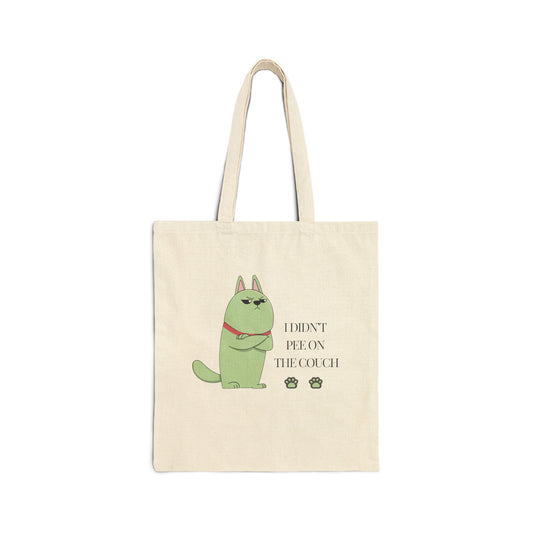 I Didn't Pee On The Couch Cotton Canvas Tote Bag