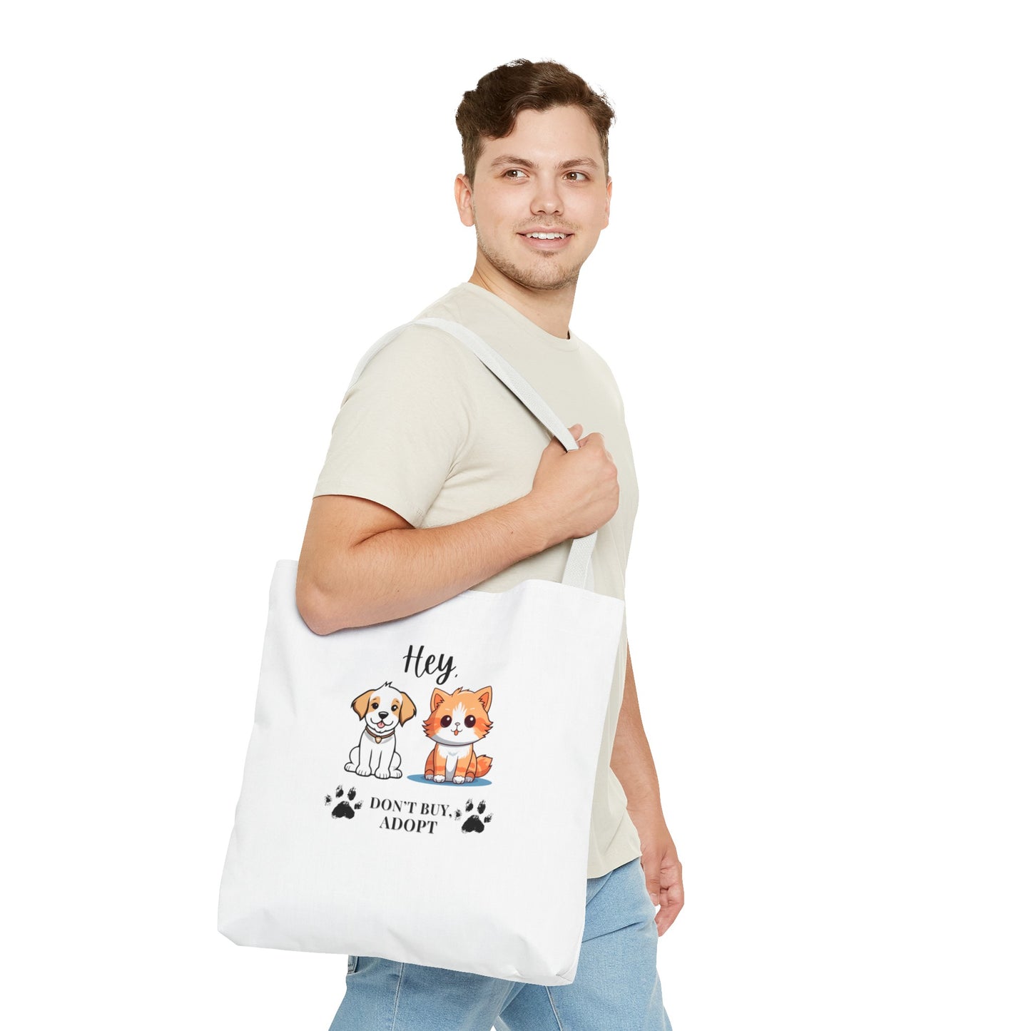 Hey, don't buy, adopt Tote Bag