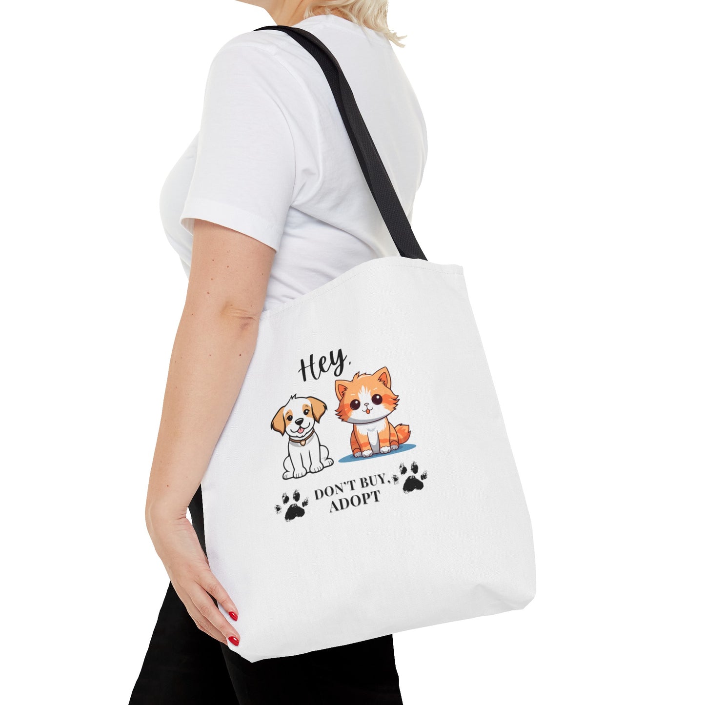 Hey, don't buy, adopt Tote Bag