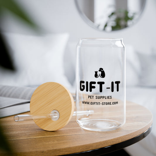 Gift It Sipper Glass, 16oz (Black Design)