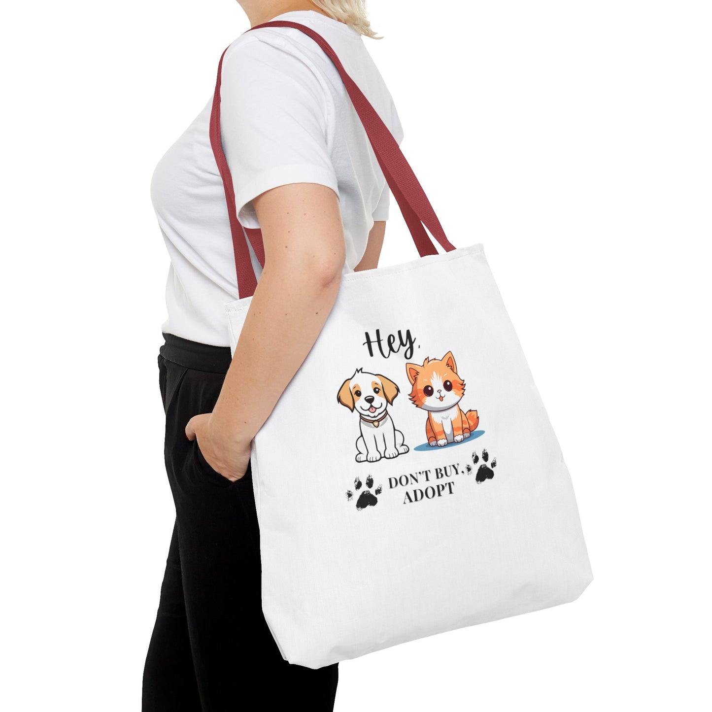 Hey, don't buy, adopt Tote Bag