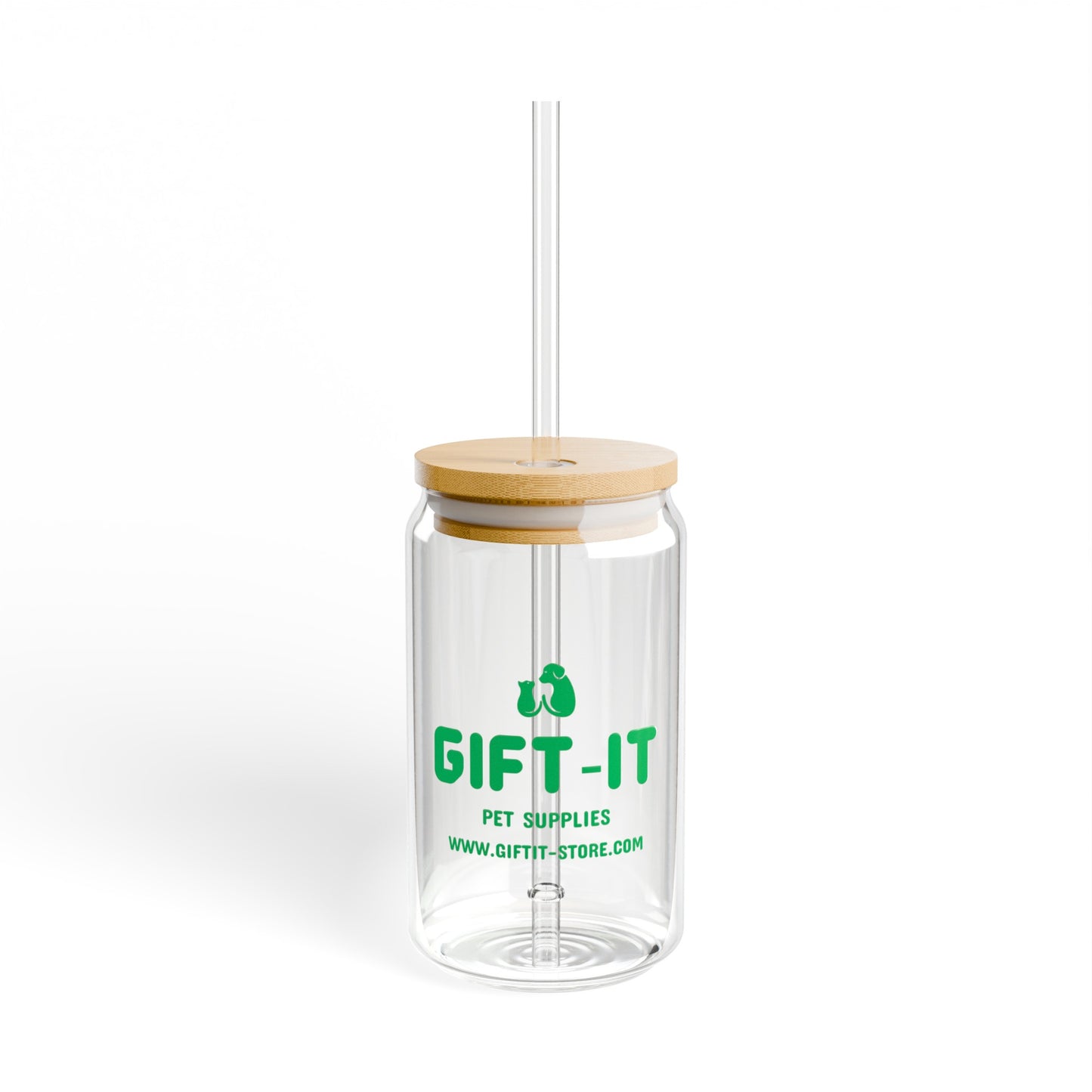 Gift It Sipper Glass, 16oz (Green Design)