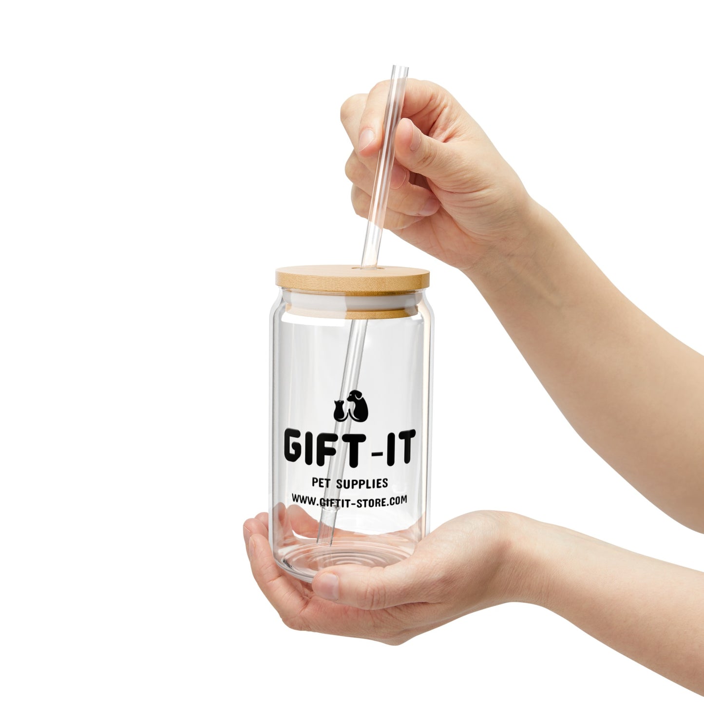 Gift It Sipper Glass, 16oz (Black Design)