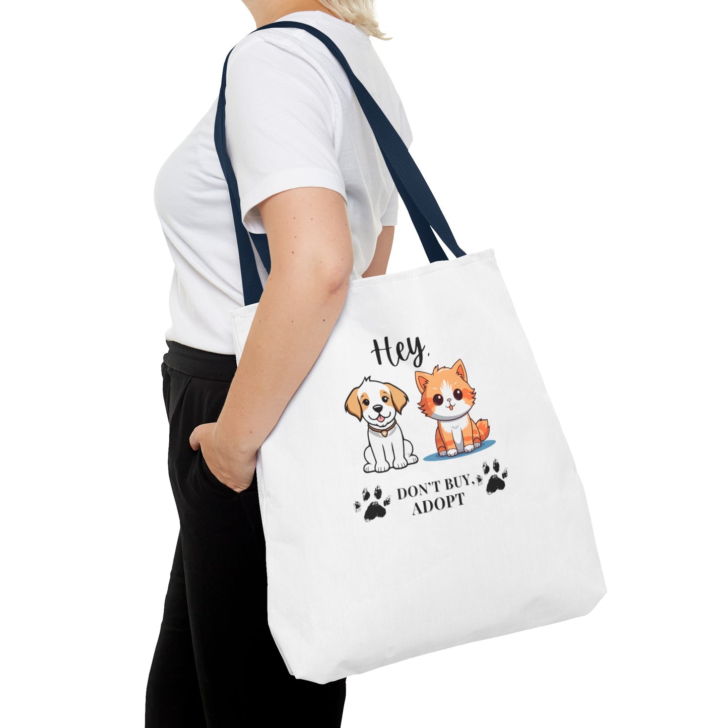 Hey, don't buy, adopt Tote Bag