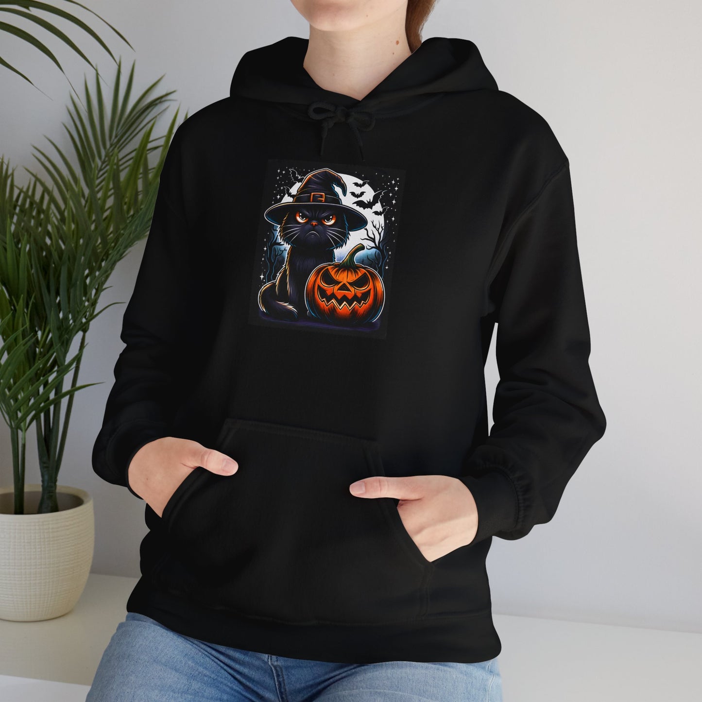 Grumpy Halloween Cat Unisex Hooded Sweatshirt