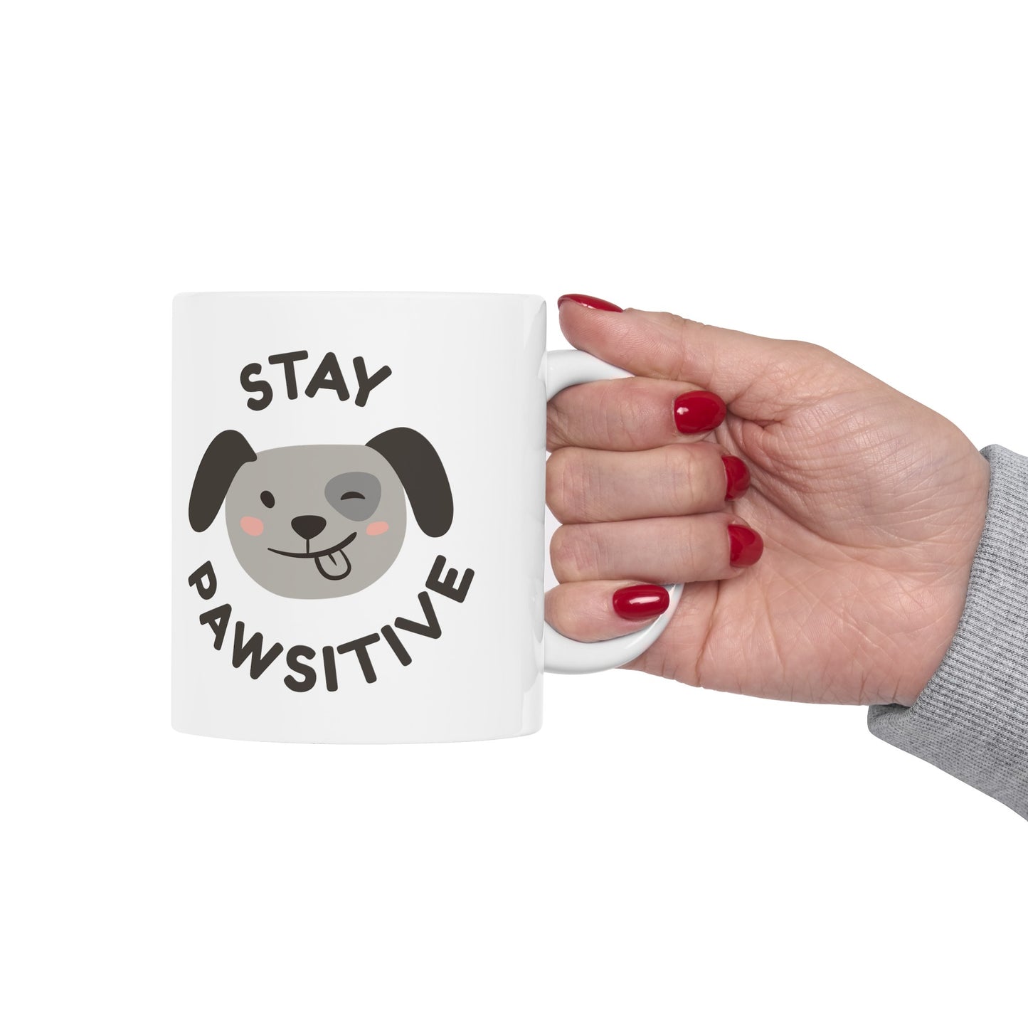 Stay Pawsitive Ceramic Mug, (11oz,)